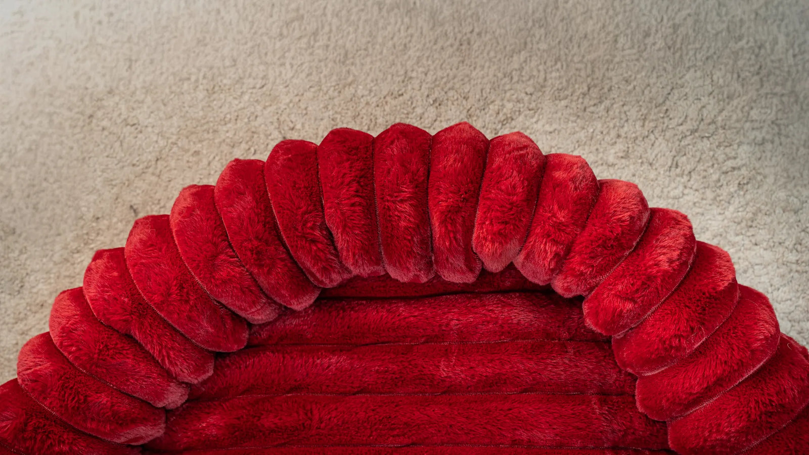 Hairy Housemates Corduroy dog bed in Crimson, top view