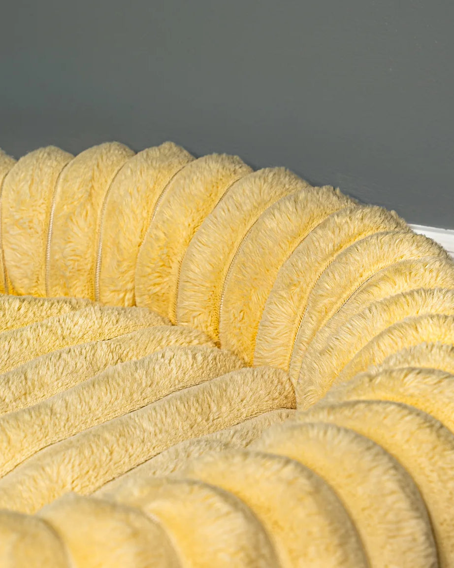 Hairy Housemates Corduroy dog bed in Butter, fabric detail