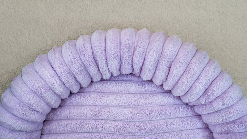 Hairy Housemates Corduroy dog bed in Lilac, top view