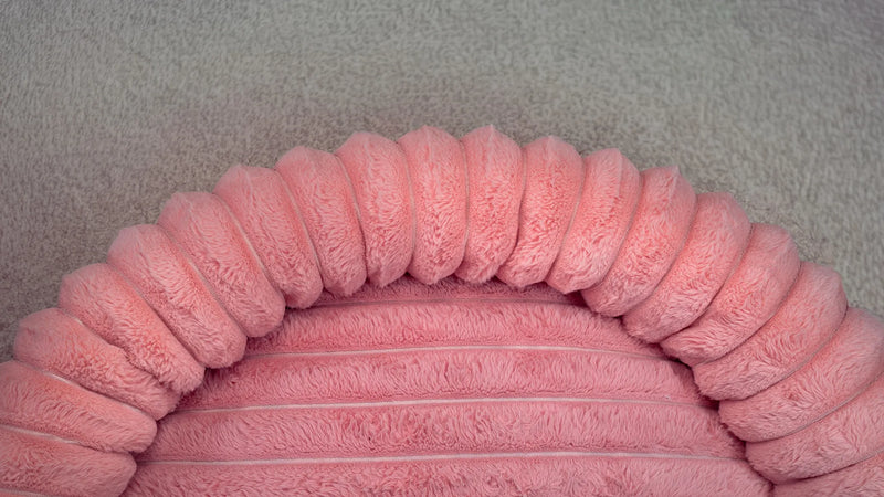 Hairy Housemates Corduroy dog bed in Rose, top view